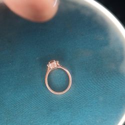 925 Silver Rose Gold Plated Morganite Wedding Ring 