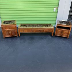 Amazing Asian Hand Carved Coffee & Side Tables Set