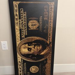 Benjamin 100 Dollar Bill Money Press Print Wall Art Canvas