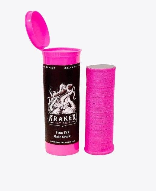 Kraken Batting Pine Tar Grip Stick Enhancer for Baseball Bats and Other Sports Equipment, Pine Tar Brown, One Size (Hot Pink Bubblegum)