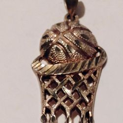 Vintage Sterling Silver Pendant Basketball 