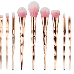 10-Piece: Unicorn Makeup Brush Rose Gold Diamond Handle Set

