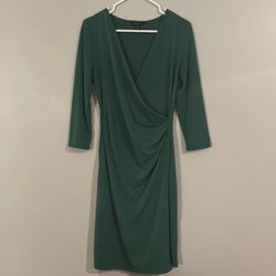 BANANA REPUBLIC PLEATED TEAL LONG SLEEVE DRESS MEDIUM
