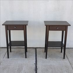 Matching Pair Nightstands Two Black Bedside Tables IKEA