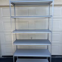 HEAVY DUTY TALL METAL STORAGE SHELVES 