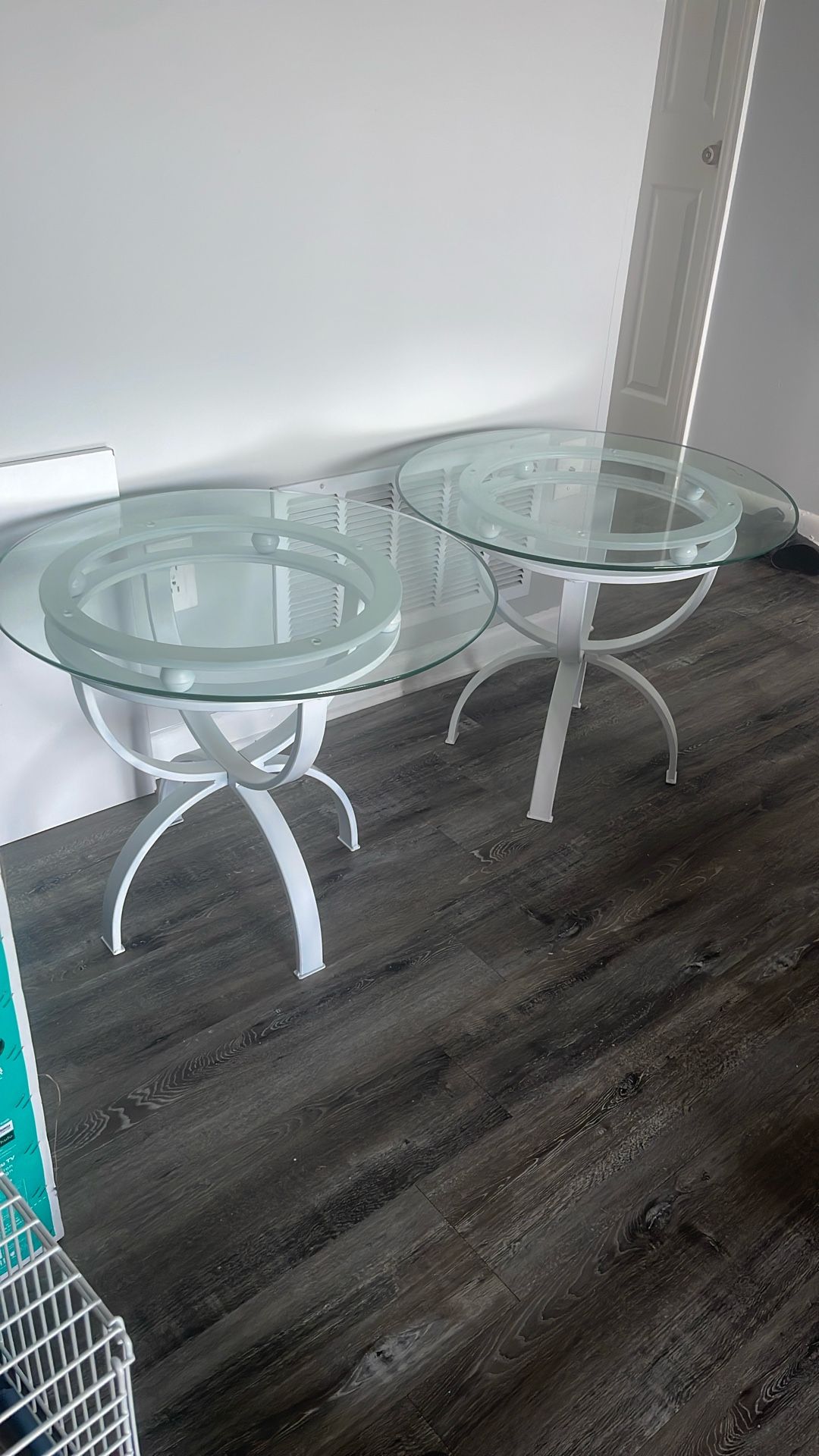 Two Beautiful End Tables With Glass Top