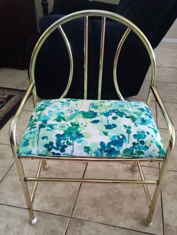Vintage Gold Colored Vanity Chair with Beautiful Cushion
