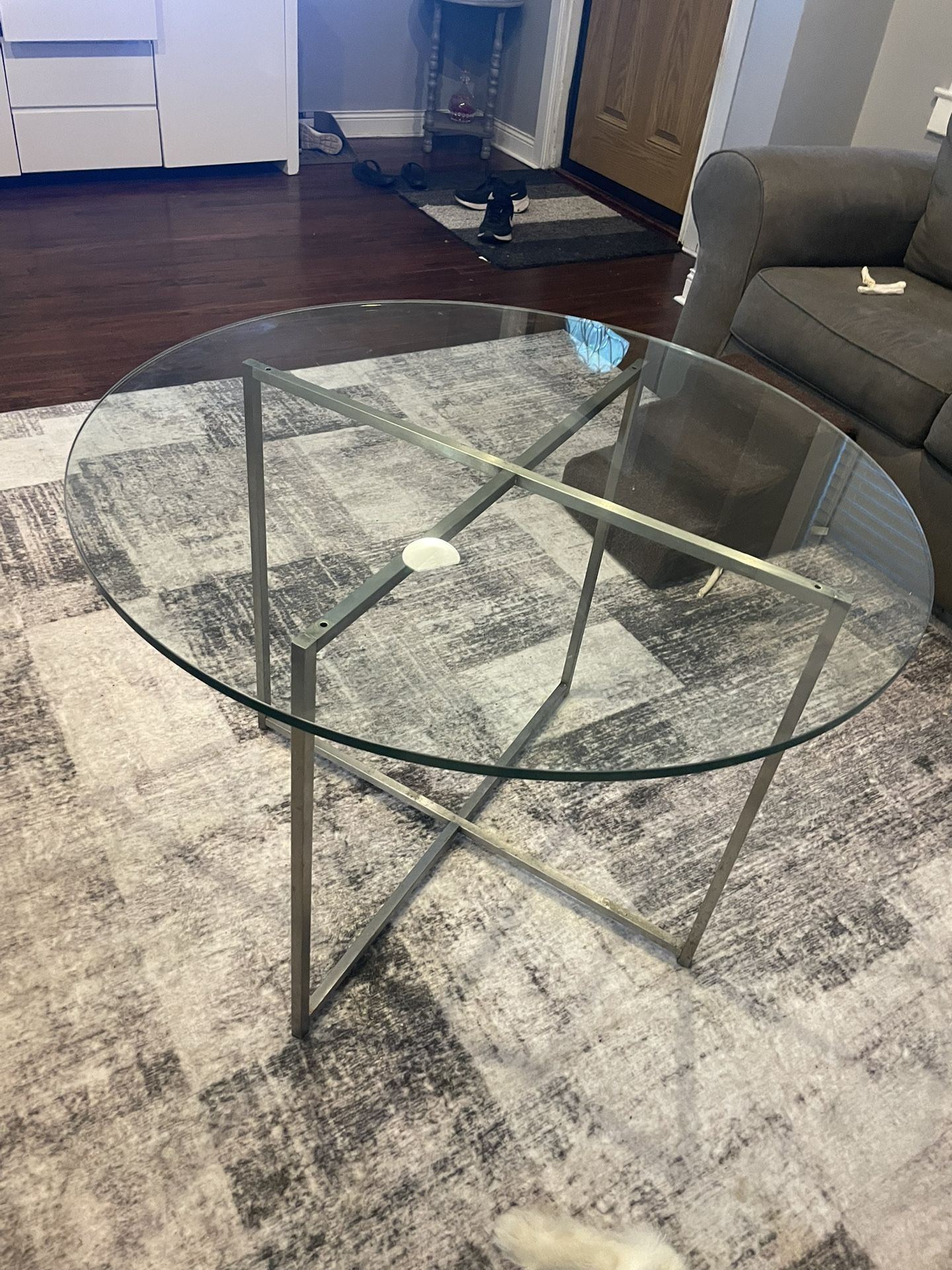 Round Glass Accent Sofa Table