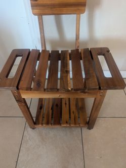Wooden Shower Bench with Storage Shelf