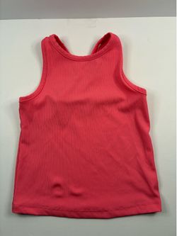okie dokie Pink Polyester Ribbed Knit Scoop Neck Racerback Stretch Tank 2T
