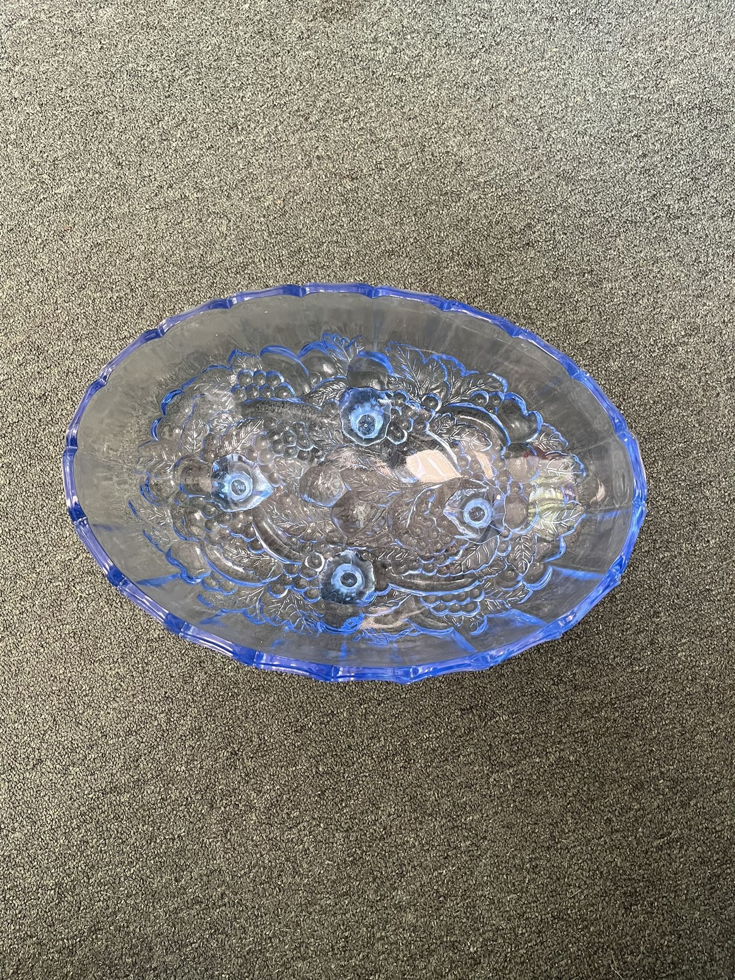 Vintage Pastel Blue Oval Fruit Bowl