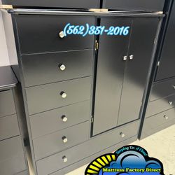 Black Wardrobe Jumbo Six Drawer Fully Assembled 