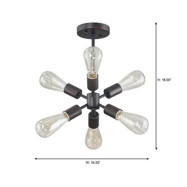 Home Decorators Collection Leonie 6 Light Bronze Sputnik Semi Flush Mount
