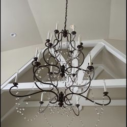 Antique  Rough Iron Chandelier . 52” X 52” . Beautiful . 
