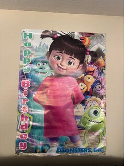 Monsters inc backdrop poster and 2 table decorations