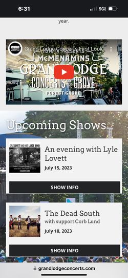Tickets To Lyle Lovett Tonight! June 15