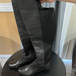 Black Indigo Knee Hight Leather Boots