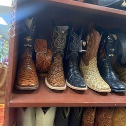 Botas Vaqueras de Piel Punta cuadrada