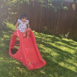 Kid Play Slide Outside 
