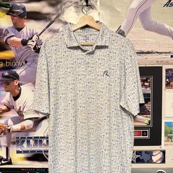 Rhoback Polo Shirt Mens XL White Margarita Cocktail Print Golf Performance