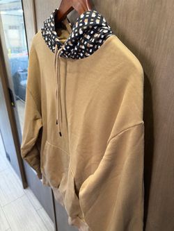 BOSS Oversized Fit Tan Hoodie with Patterned Hood Large