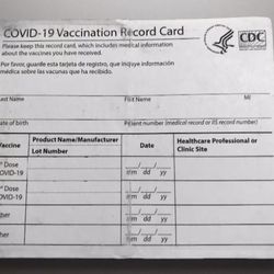 Replacement Vaccine Record Card