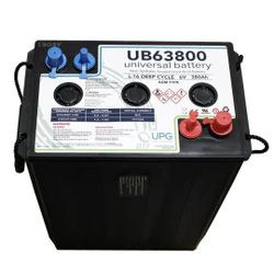 6-Volt 380 Ah AGM Rechargeable Battery w/Auto Post & Stud L16 Terminals