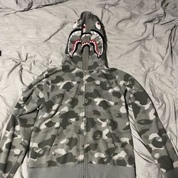 Bape Gray Double Hoodie