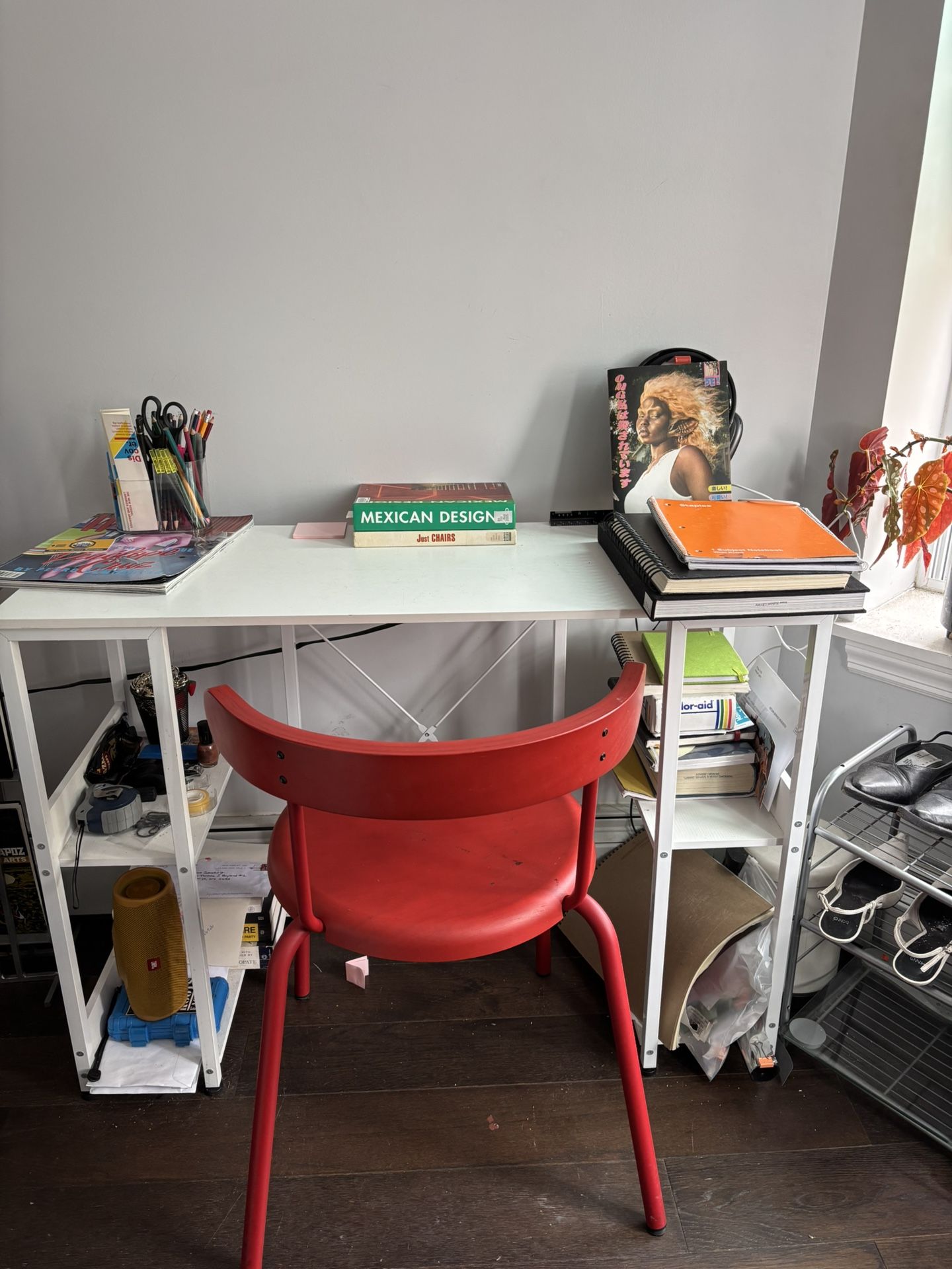 White Desk With Charging Station