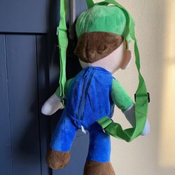 🎒 Nintendo Super Mario Brothers Luigi 17” Tall Plush Backpack Zipper Stuffed Toy Doll