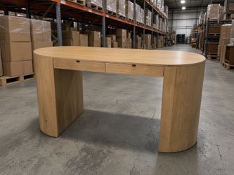 Custom Oak Oval Desk | 60” W — 2 Drawers — $995
