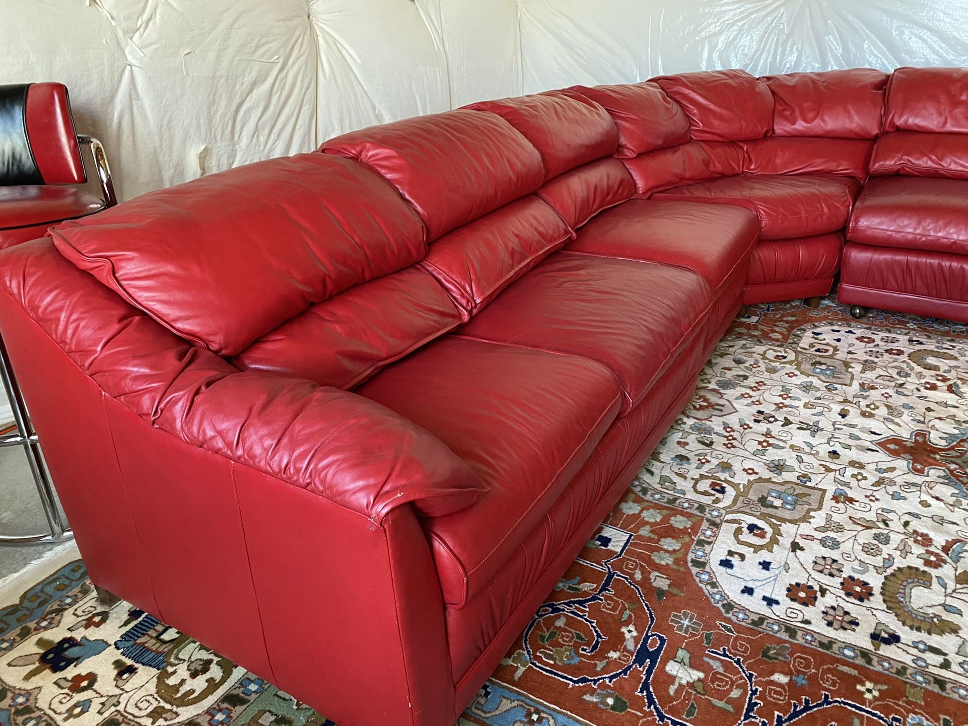 Authentic Leather Sectional Sofa Custom Made