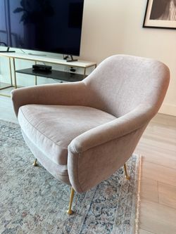 West Elm Phoebe Modern Lounge Chair with Brass Legs