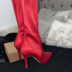 Aldo Red Thigh High Boots
