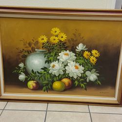 Vintage Floral Painting / Oil / Signed / H. Blossom

