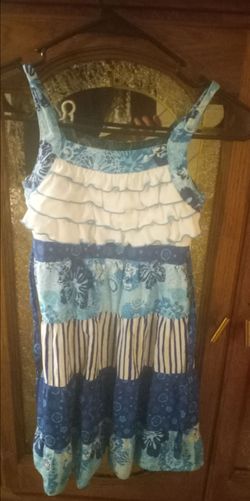 Blue Patchwork Ruffle Sundress size 6-7