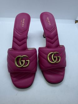 Gucci Double G Leather Slide Sandals