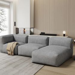 L-Shaped 3 Piece Beanbag Sectional