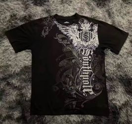 Southpole Black Graphic T-Shirt Men’s Size XL Y2K Streetwear Gothic Wings Crest Tee