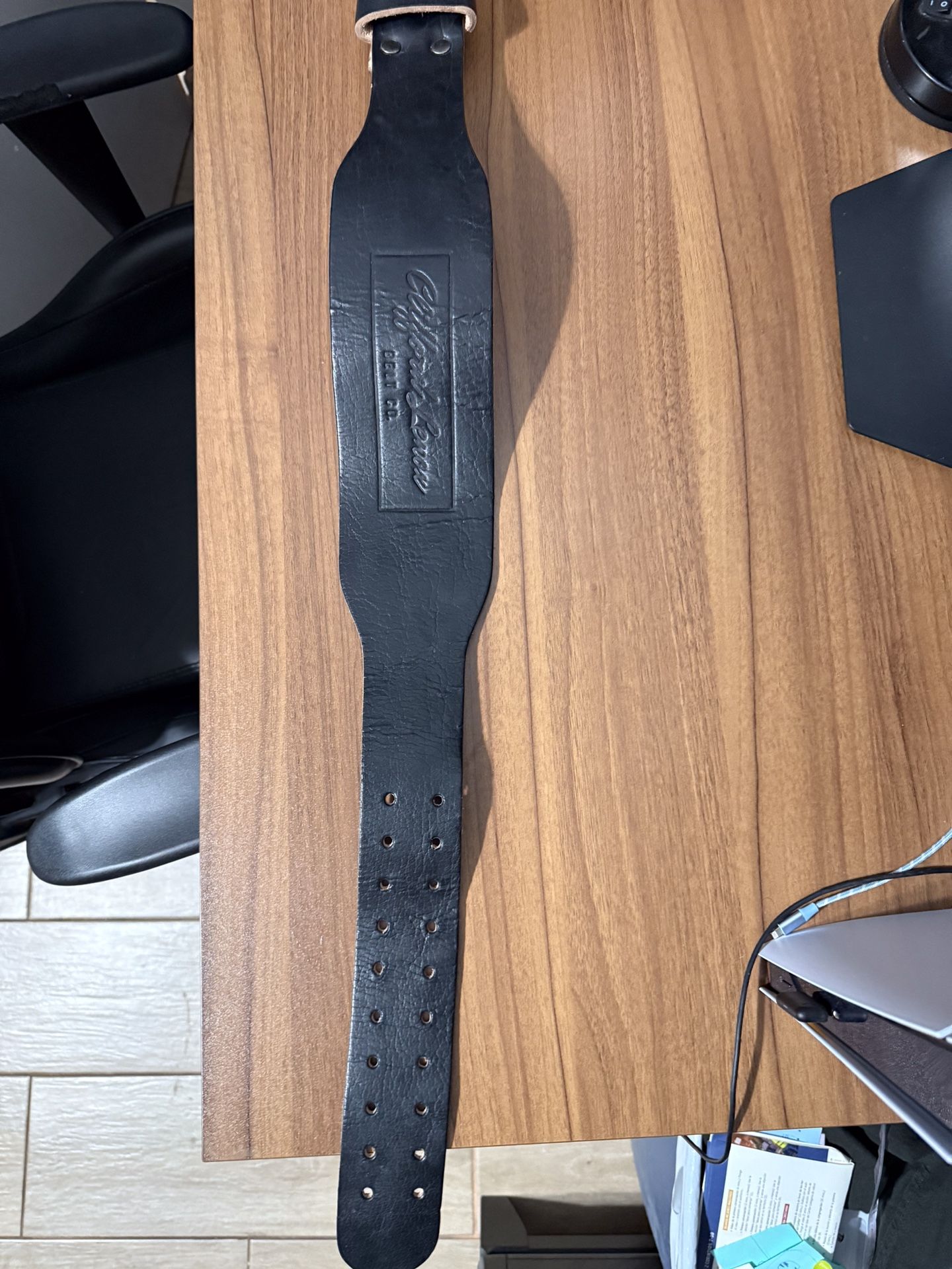 Clifford Lenox Black Leather Weightlifting Belt - Size Adjustable