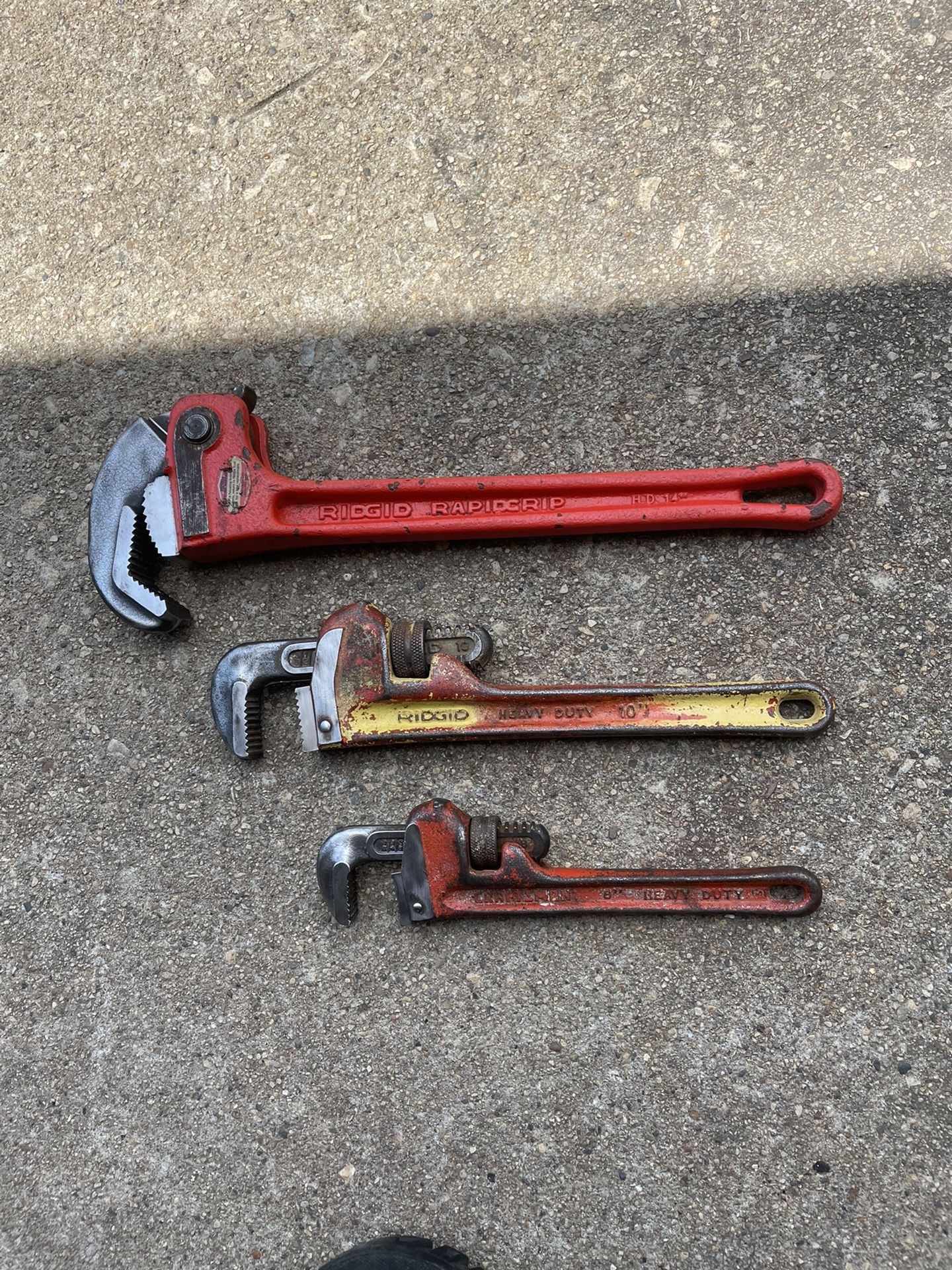 RIDGID And Craftsman 3 Pieces Set Steel Pipe Wrench 14 Inch 10 
