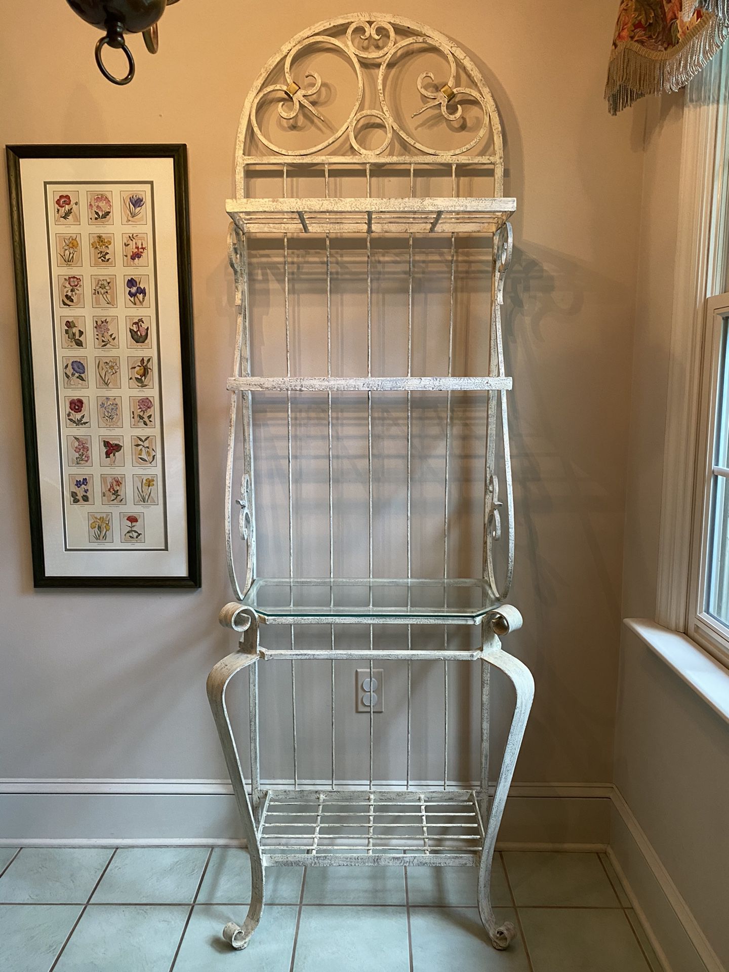 French Country Wrought Iron Bakers Rack