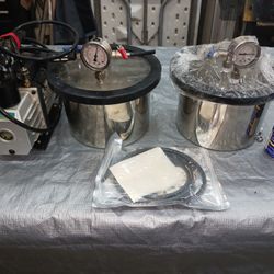 Complete Vacuum Setup For Mold Casting. Vacuum Pump And Two Vacuum Chambers LIKE NEW