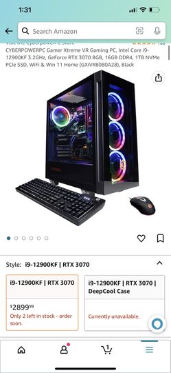 CYBERPOWERPC Gamer Xtreme VR Gaming PC, Intel Core i9-12900KF 3.2GHz, GeForce RTX 3070 8GB