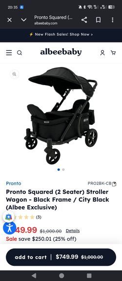 Pronto Squared (2 Seater) Stroller Wagon - Black Frame