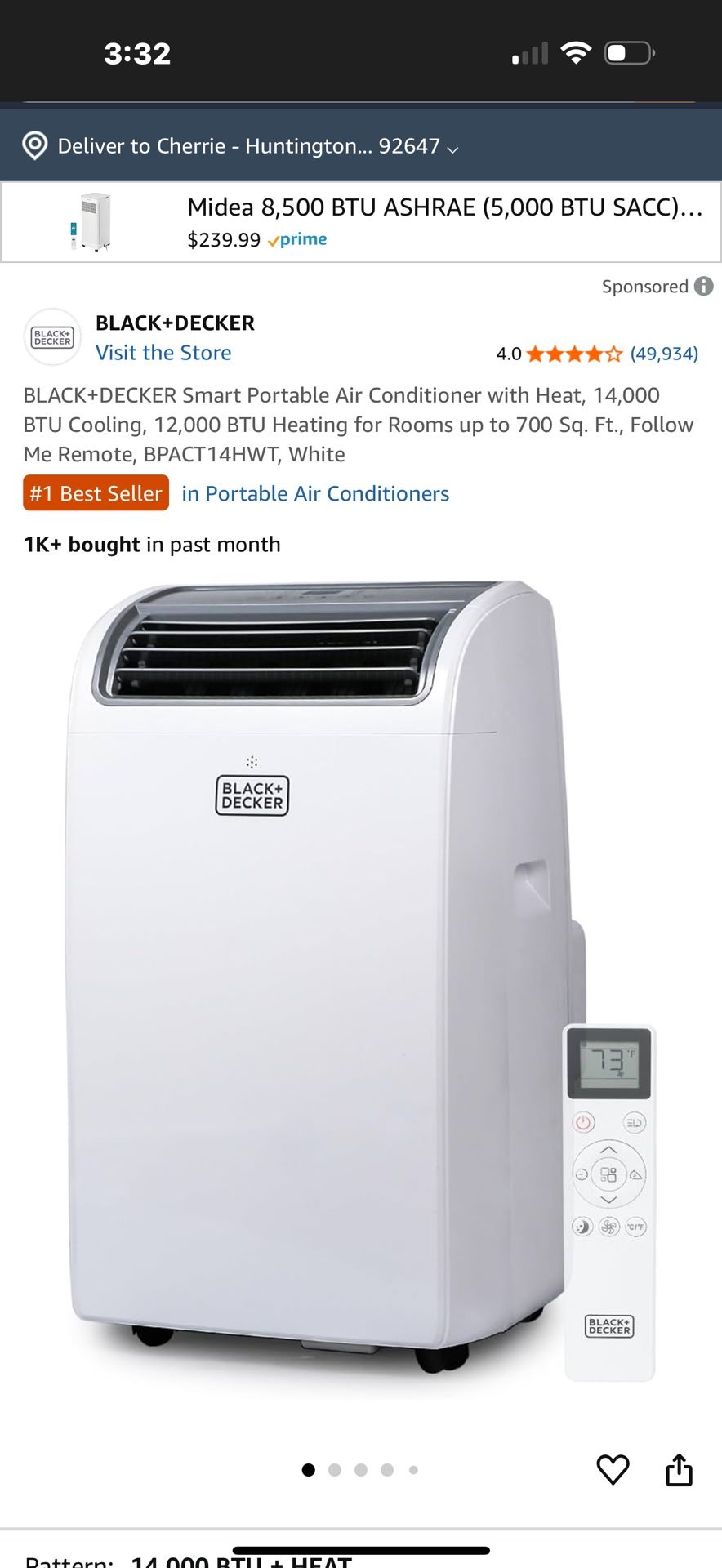 Black And Decker 14,000 BTU Portable AC unit