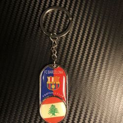 Barcelona Key-Chain W/ Lebanese Flag