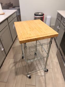 Rolling Kitchen Cart with Butcher Block Top