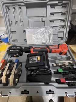 Purseter Mini Battery-Powered Pro Press Copper Crimper Tool + 6 Jaw Set