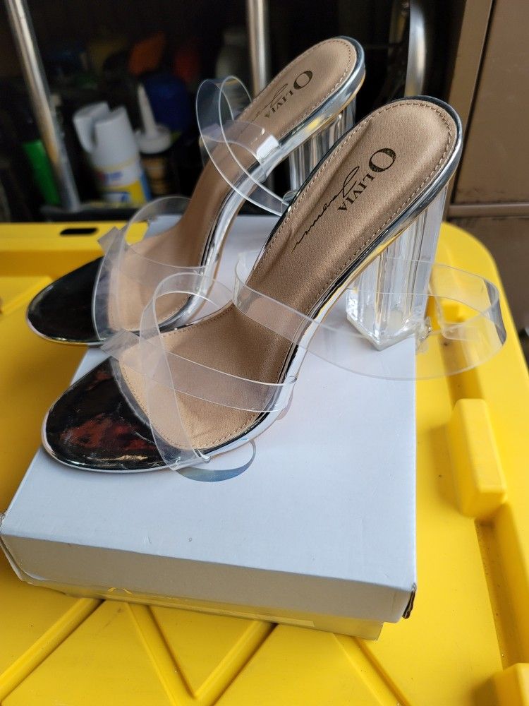 Clear/ Silver Women's Heels